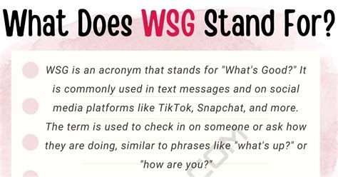 WSG Meaning in Text: Understanding the Social Media Acronym